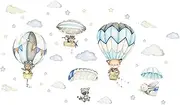 Qianly Hot Air Balloon Wall Sticker Mural Colorful Wall Decal Wall Art Decor for Kids Nursery Living Room Corridor Home Decoration, Style A