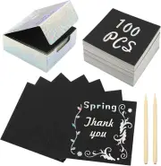 100 PCS Mini Rainbow Scratch Notes Art,Silver Glitter Scratch Paper,Diy Art Craf