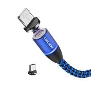 3A LED 360 Degree Rotate Magnetic TPE Fast Charging 1M Type-C Data Cable for Samsung S10+ Xiaomi Redmi Note8 HUAWEI P30Pro B-BLUE COLOR