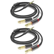 (10FT-2PACK) 3.5mm TRS to Dual 6.35mm 1/4 TS Mono Breakout Cable Y Splitter S...