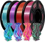 [Yousu] Silk PLA Dual Color PLA Filament, 3D Printer Filament 1kg, Dichromatic Filament 1.75mm (± 0.03 mm) Compatible with Most of 3D Printer, 4x250g Silk Pack A
