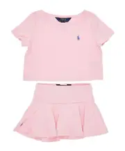 Short-sleeved T-shirt and pleated skirt 2Y Pink