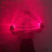 Guanti laser LED rossi mezzi guantini con luce per discoteca da DJ spettacolo