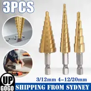 Large HSS Steel Step Cone Drill Titanium Bit Set Hole Cutter 3/12mm,4-12/20mm