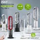 Bladeless Fan Heater Cooler Oscillating Air Cool Hot Fan w/Remote Control 2 In 1