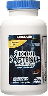 Kirkland Signature Stool Softener Docusate Sodium 100Mg 2 Bottles Of 400 Softgels Total 800 Softgel Caplets