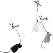 COMPUKAS 3Pcs Interactive Cat Squeaky Mouse Shape Teasing with Pull Ring for Indoor Kittens Stimulating Furry Play for Engaging Cat Exercise and Fun