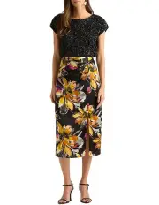 [David Lawrence] Aramenta Silk Skirt in Multi