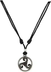 BlueRica Triskelion Celtic Symbol (Trinity, Eternity) on Adjustable Cord Necklace