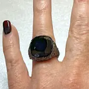 NY&CO Black Ring with Large Black stone and Black Crystals SZ 7 NWT