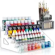 6 Layer Acrylic Paint Organizer&Paint Brush Holder Snap-on Design Easy Assembly Paint Protective Storage Rack for Acrylic Craft Hobby Miniature Model Light Paint Can Storage (Gray)