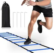 Agility Ladder - 20ft 12 Rung Agility Ladder Speed Training Equipment, Kids and Adult Speed Ladder for Football, Basketball, Fitness Training - Included Carry Bag and 4 Steel Stakes
