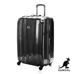 全新 KANGOL 英國袋鼠 高質感閃耀金屬鋁框行李箱(28吋) 純PC鏡面材質 - 黑BK