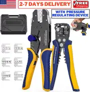 Crimping Tool Set with Interchangeable Dies Ratcheting Wire Crimper Stripper Kit