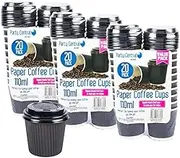 [60PCE] Party Central Coffee Cups, Matching Lids, Microwave Safe, Ideal for Home, Office, and Parties - 110ml