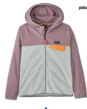PATAGONIA MICRO D SNAP-T FLEECE JACKET - YOUTH Sz 10 Green/purple NWT $80 MSRP