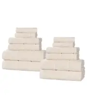 Superior Milo Smart Twist Cotton Medium Weight Solid Ribbed 12pc Towel Set
