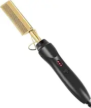 Goblinaduo Ceramic Electric Hot Hair Comb Straightener Wet Dry Use Beard Curved Straightening Heating Iron