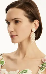 [Oscar de la Renta] Fringed Tassel Clip-On Earrings