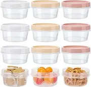 12PCS Small Food Containers with Lids, 300ml Reusable Round BPA-Free Airtight Freezer Containers Food Storage Boxs with Twist Top Lids for Kitchen Meal Prep, Microwave/Dishwasher/Freezer Safe