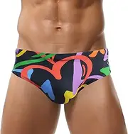 [AIEOE] Men's Sexy Low Waist Bikini Swimming Briefs Short Tight Swimming Trunks Acceptable Pad Drawstring Beach Swimming Shorts Label (M-XXL) = EU (S-XL)