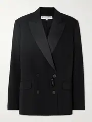 [JW Anderson] JW Anderson - Satin-trimmed Wool-twill Blazer - Black - UK 12 UK 12 Black