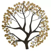 Large Tree of Life Wall Plaque Card Photo Holder Autumn Brown Gold Sculpture