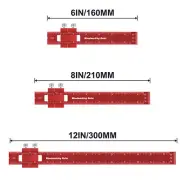 3PCS Woodworking Ruler Precision Marking T-Ruler Scriber Square Hole Gauge Alloy