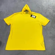 Raf Simons Shirt Mens Large Knit Top Yellow Short Sleeve Turtleneck Casual