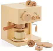 IEATFO Kids Coffee Maker Toy Playset Wooden Kitchen Set