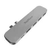 USB-C 6-in-2 Multiport Hub Adapter for MacBook with Dual 4K HDMI Multi Monito...