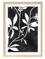 [Profile Australia] Australian Made Silhouette Branch Leaves Night Art Print A2 in Natural Frame