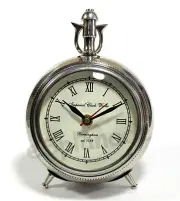 Silver Finish Table Clocks office desk clock Nautical Tabletop office clock Gift