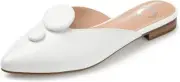 Journee Collection Women's Mallorie White Pointed Toe Flat Mule Size 11 NWB