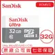 SANDISK 32G ULTRA microSD 100MB/S UHS-I C10 記憶卡 32GB 白灰 手機記憶卡 TF 小卡【APP下單最高22%點數回饋】