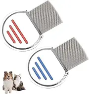 2 Pack Lice Combs Effective Removal of Lice Nits Dandruff and Ticks Double Sided Teeth Rounded Tips for Comfort Non Slip Handle Suitable for All Hair Types Adults Kids Pets