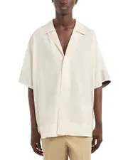 Emporio Armani Light Wool Short Sleeved Oversized Fit Button Up Shirt