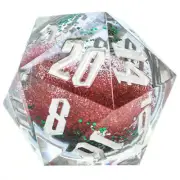Holiday Dice: 54mm d20 Snowglobe - Silver/Red/Green Glitter with Silver -=NEW=-