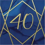Creative Party Geode 3 Ply Stamp 40th Napkins (Pack of 16) (UK Size: One Size) (Navy/Gold)