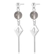 3PCS Copper Woman Jewelry Fashion Retro Long Tassel Hollow Square Pop Earrings