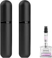 Perfume Travel Refillable Bottle Atomiser - 2-Pack 5ML ANTOKX Perfume Atomizer, Perfume Refill Bottle, Leakproof Portable Perfume Sprayer for Women and Men (Black & Black)