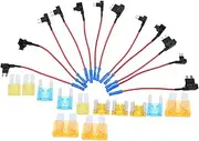 GLEAVI 1 Set Circuit Switch Kit Accessories Brake Bleeder Blade Fuses Wrench Synthetic Racing Fuse Socket Pre-soldered Wires Holder Black Led Plastic