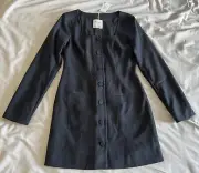 Abercrombie & Fitch A&F Mara Long Sleeve Blazer Mini Dress Black Button Up Sz XS