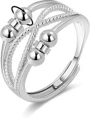 [Lian] To My Daughter Fidget Rings for Women Infinity Spinner Meditation Rings Open Adjustable Rings with Rotatable Beads Cubic Zirconia Calming Worry Meditation Ring