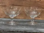 FOUR Vintage 50s MCM Atomic Starburst 3" Footed Sherbert Dessert Etched Glass