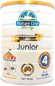 NATURE ONE DAIRY Premium Junior Nutritious Milk Drink Step 4 (3-6 Years) -Toddler milk -DHA & ARA for brain and eye development -Prebiotic GOS -Lutein -Made from Grass-fed cow's milk, 900g