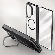 Case for Samsung Galaxy Z Fold6, Shockproof and Drop-Proof, Lightweight and Ultra-Thin Transparent Case, Built-in Screen Protector and Stand (for Galaxy Z Fold6,Black)
