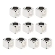 10Pcs Stainless Steels Letter Beads Alphabet Letter G Cube Silver Dice Beads