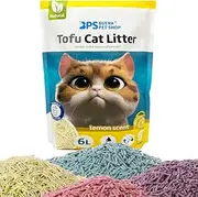 BPS Clumping Cat Litter 6L Tofu Cat Litter Dustless Easy to Agglomerate Controls Odors Releases in the Toilet (1Pcs, Lemon) BPS-15455