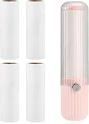 Flyanzebi Mini Lint Roller with Cover and 4 Refills, Portable Pocket Sticky Roller for Clothes, Pet Hair, Dust, Dandruff